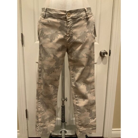 Mason’s Forte Dei Marmi Jaqueline Curvie Tan Camo Studded Pants, Size 42 (Italy) - Picture 1 of 10